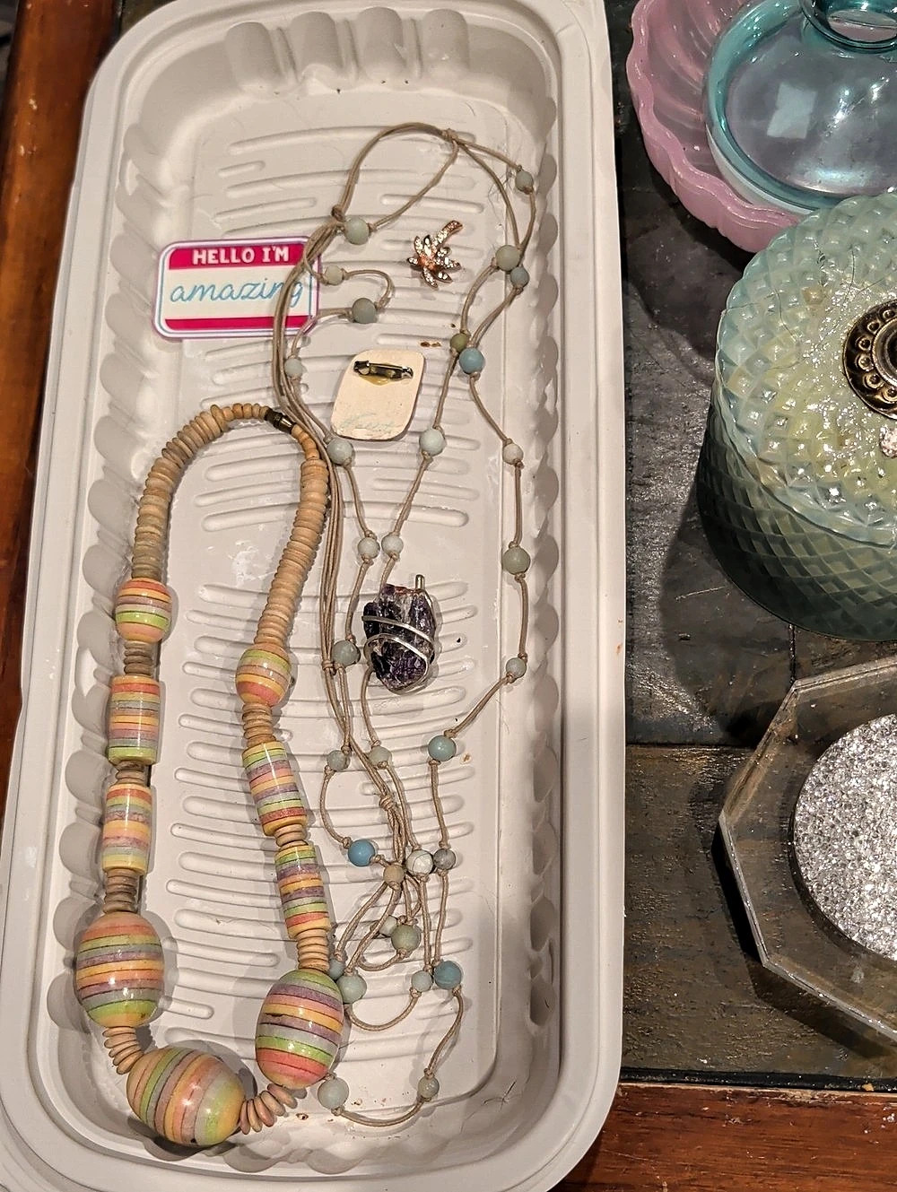 Multicolor & Brown Beaded Statement Necklace Set